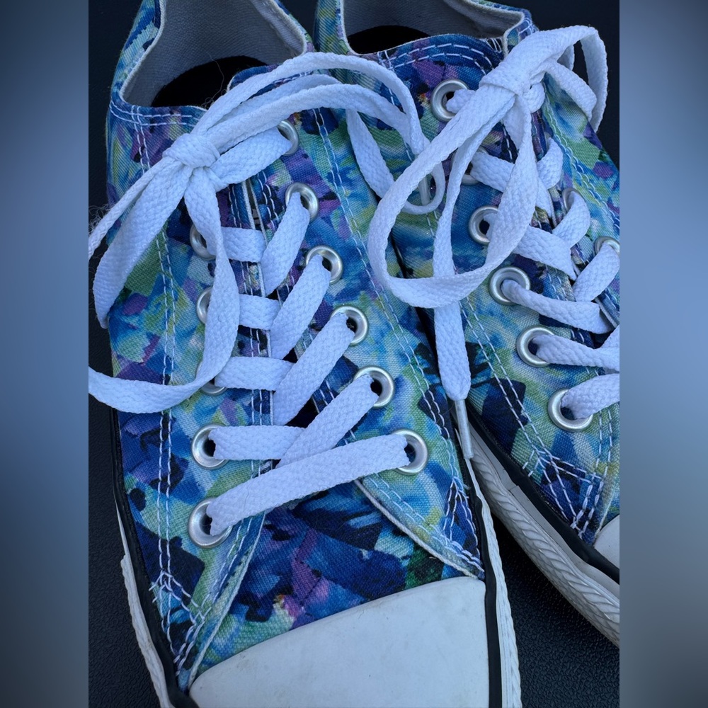 Converse Multi-Colored Blue Green Geometric Retro Eclectic Y2K Sneakers Size 7 - Picture 8 of 9